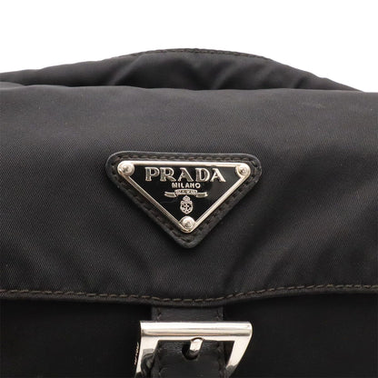 Prada Triangle Logo Shoulder Bag Pochette Crossbody Nylon Leather Nero Black — view 6