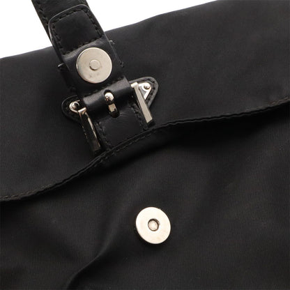 Prada Triangle Logo Shoulder Bag Pochette Crossbody Nylon Leather Nero Black — view 7