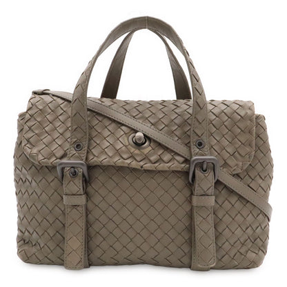 Bottega Veneta Intrecciato 2-Way Shoulder Bag Leather Khaki
