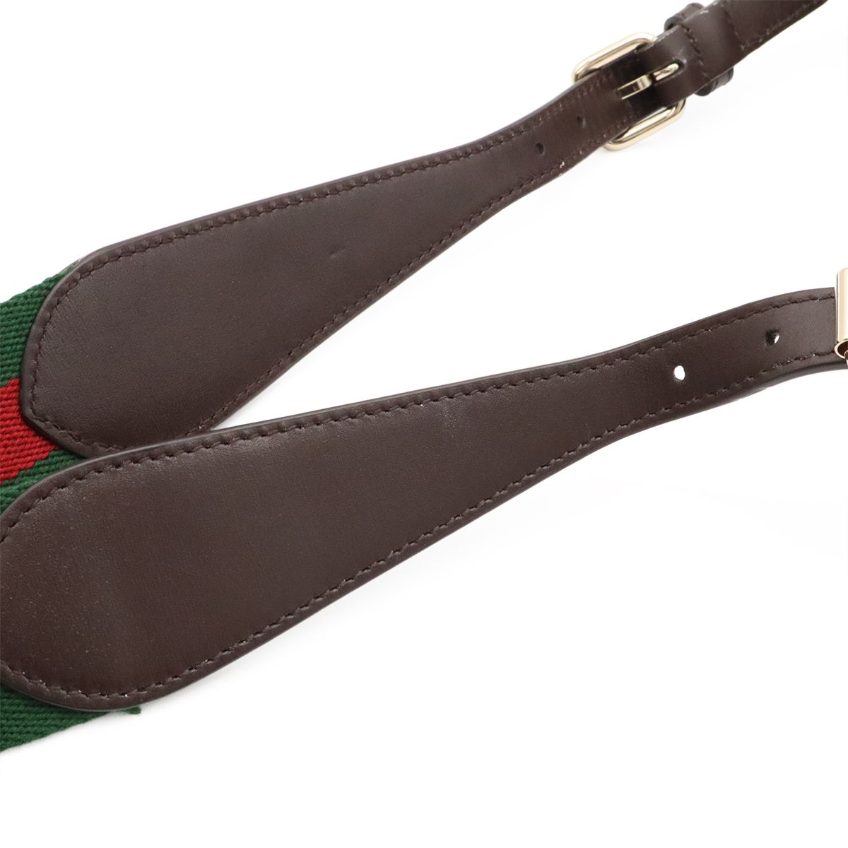 Gucci GG Canvas Mini Bucket Bag Leather Beige Dark Brown Green Red Gold — view 4