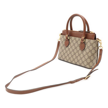 Gucci GG Supreme Mini Bag 2-Way Crossbody Leather Beige Brown Gold — view 2