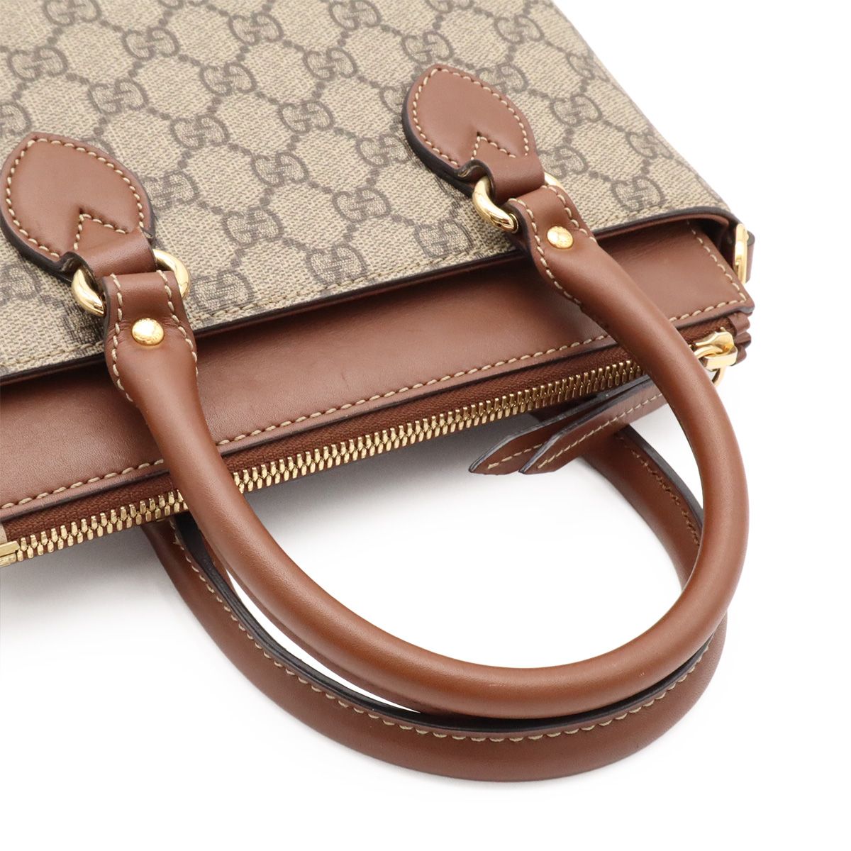 Gucci GG Supreme Mini Bag 2-Way Crossbody Leather Beige Brown Gold — view 4