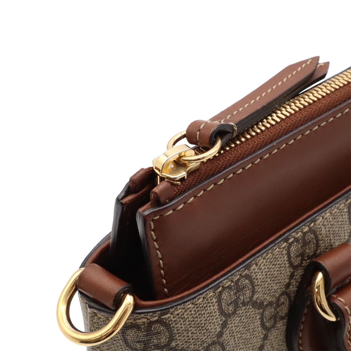 Gucci GG Supreme Mini Bag 2-Way Crossbody Leather Beige Brown Gold — view 6