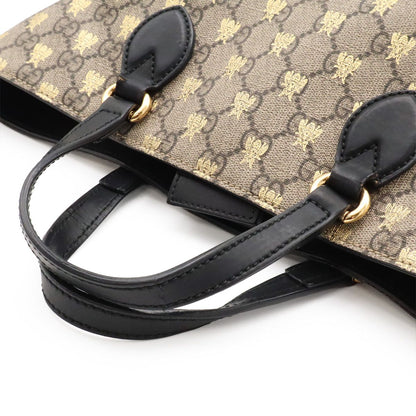 Gucci GG Supreme Bee Tote 2-Way Shoulder Bag Leather Beige Black Gold — view 4