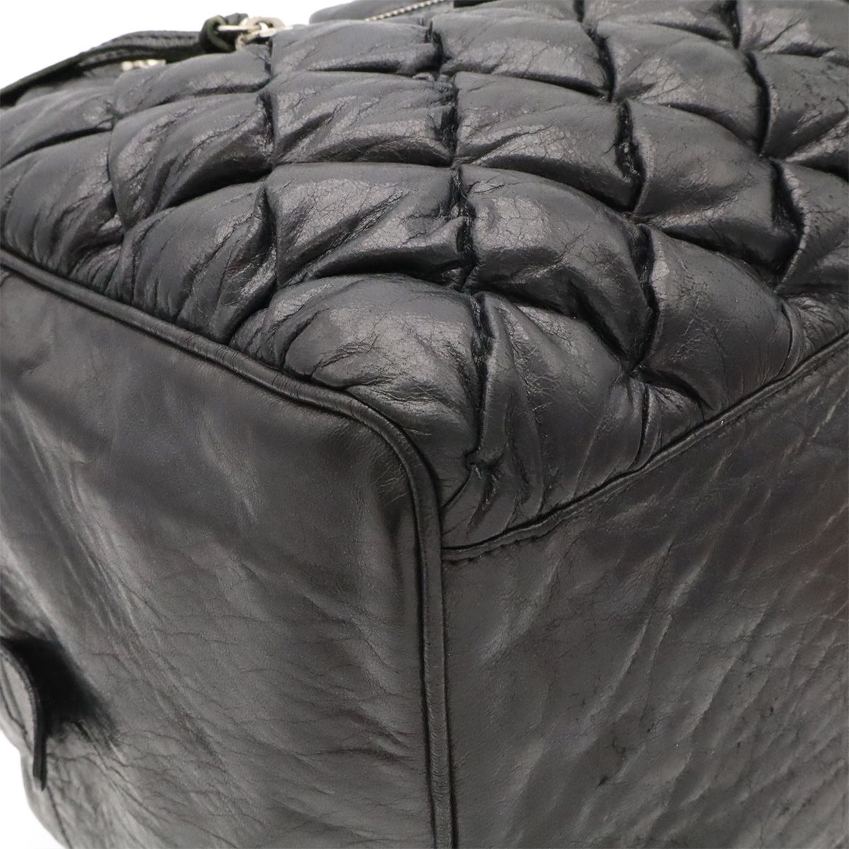 Balenciaga the Matelasse Mini Boston Bag Leather Black Silver Mirror Missing — view 3
