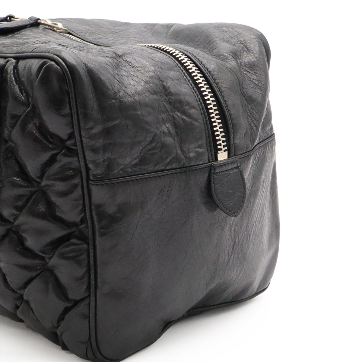 Balenciaga the Matelasse Mini Boston Bag Leather Black Silver Mirror Missing — view 7