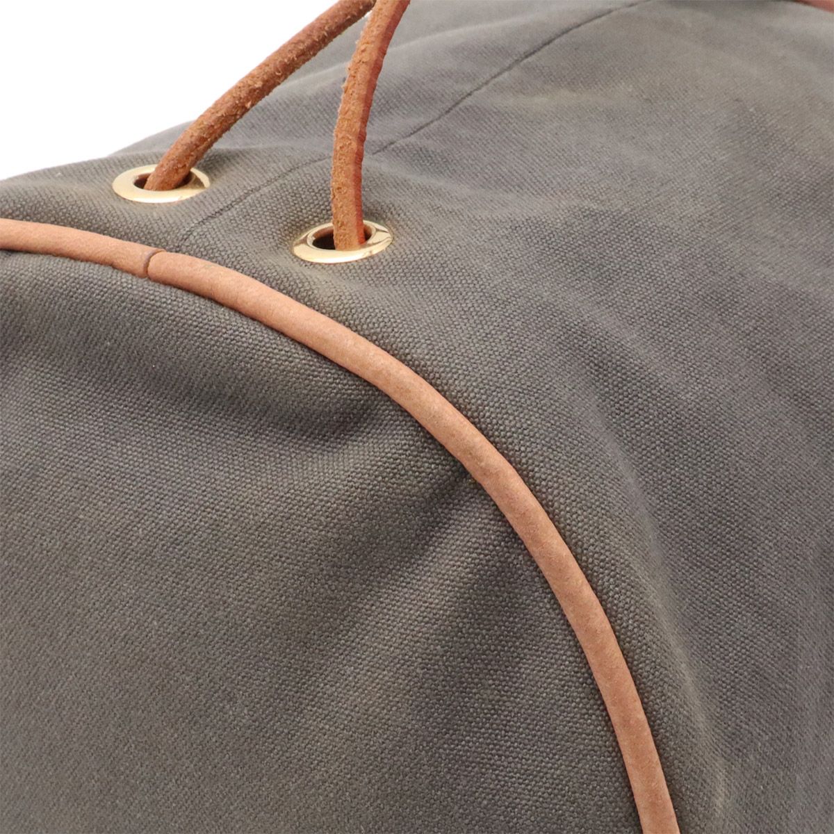 Hermes Polochon Mimile PM Shoulder Bag Drawstring Canvas Leather Gray — view 3