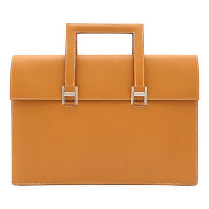 Hermes 365 PM Business Briefcase Document Purse Tablet Case Leather Light Brown