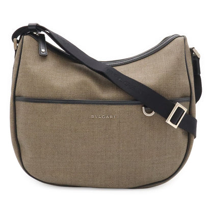 Bvlgari Weekend Shoulder Bag Crossbody Leather Gray Black Silver