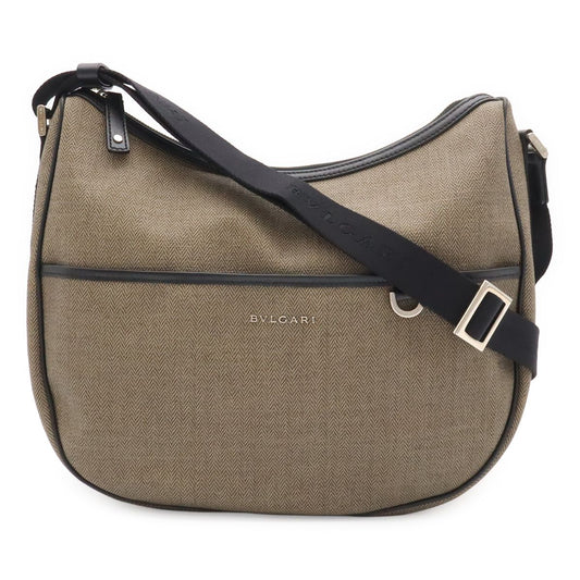 Bvlgari Weekend Shoulder Bag Crossbody Leather Gray Black Silver
