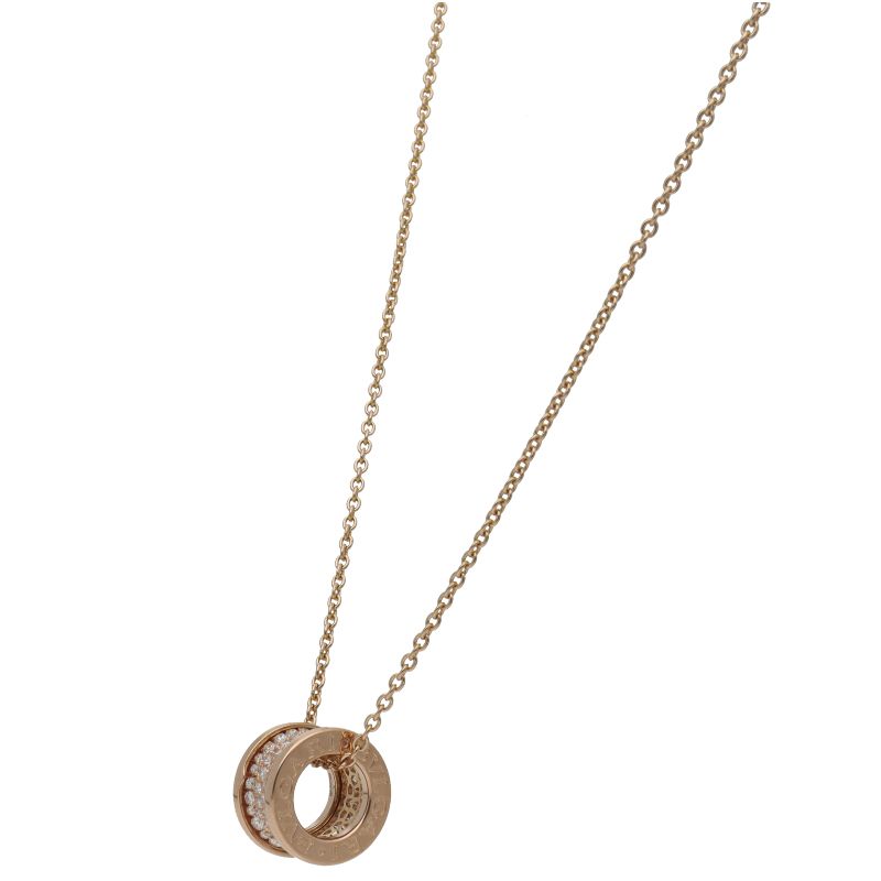 Bvlgari B.Zero1 Pave Diamond Necklace 18K Pink Gold — view 3