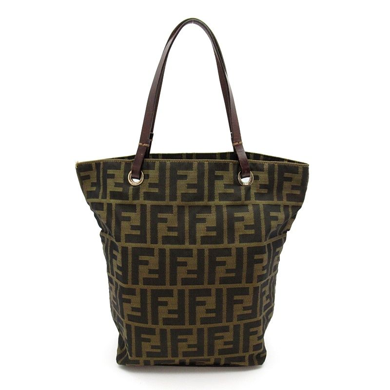 Fendi Zucca Handbag Canvas Leather Brown