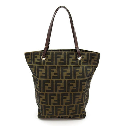 Fendi Zucca Handbag Canvas Leather Brown