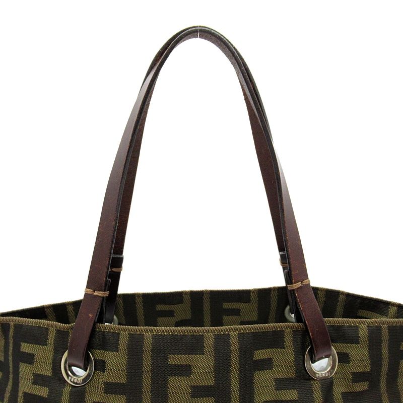 Fendi Zucca Handbag Canvas Leather Brown — view 2