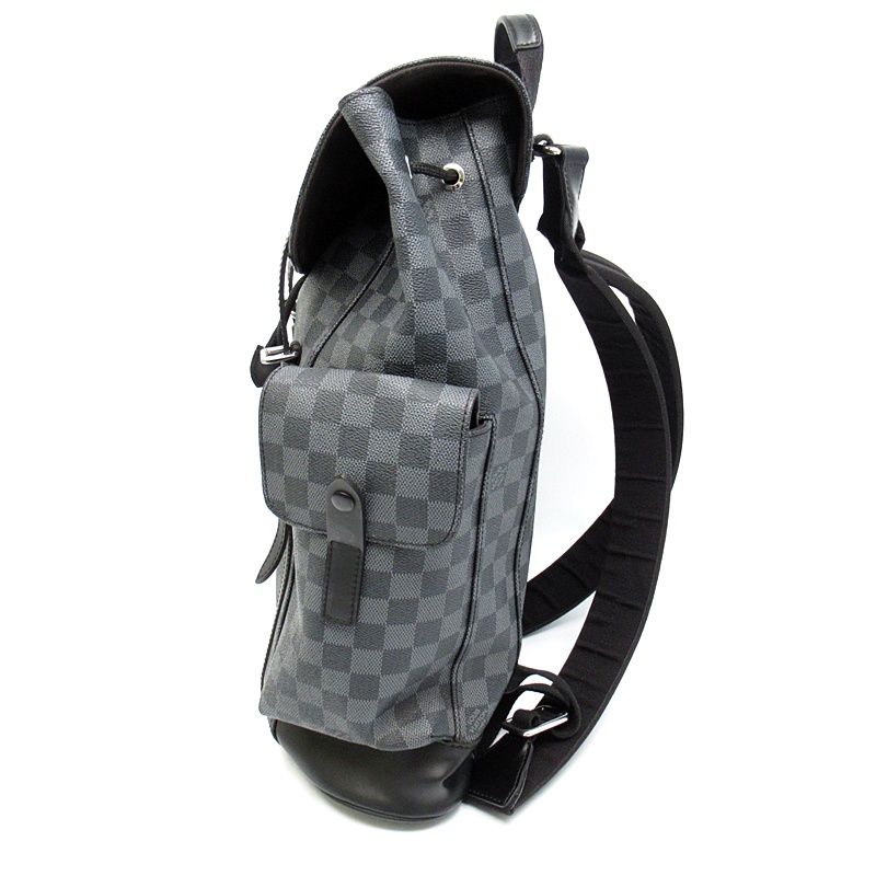 Louis Vuitton Christopher MM Damier Graphite Backpack Black — view 3