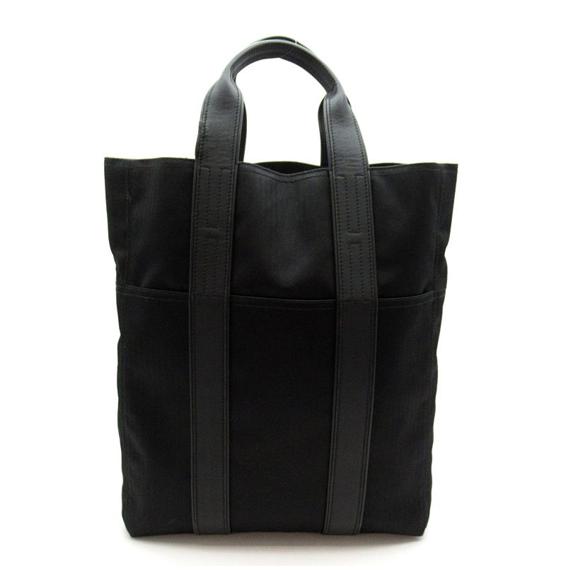 Hermes Acapulco Cabas MM Toile Chevron Tote Bag Black — view 4