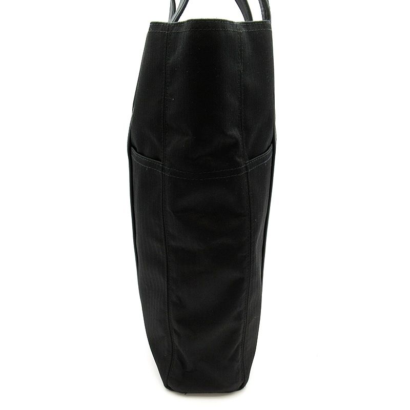 Hermes Acapulco Cabas MM Toile Chevron Tote Bag Black — view 3
