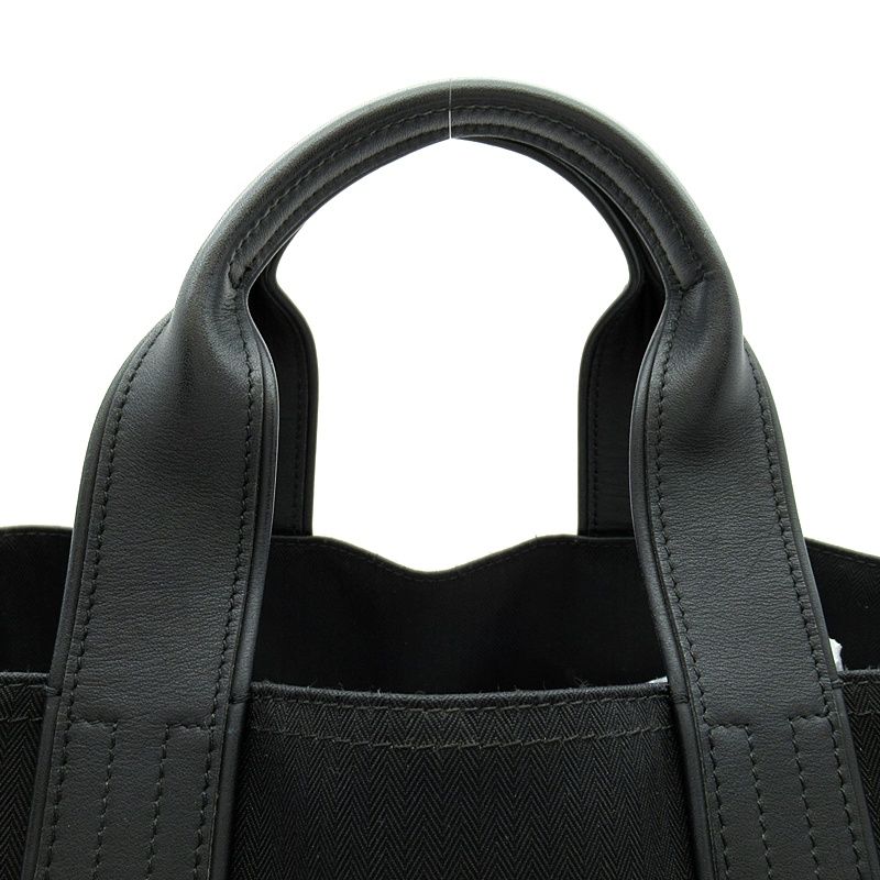Hermes Acapulco Cabas MM Toile Chevron Tote Bag Black — view 2