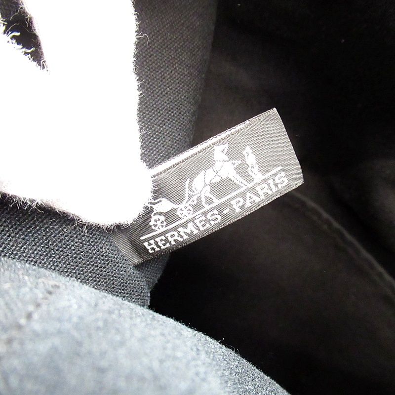 Hermes Fourre Tout Cabas Canvas Tote Bag Black — view 8