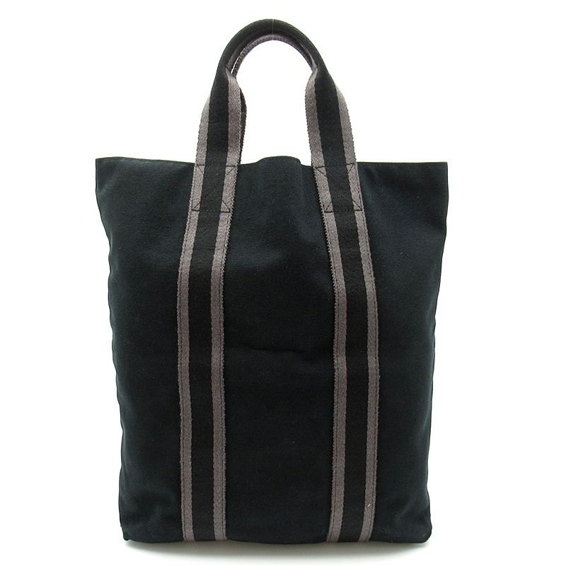 Hermes Fourre Tout Cabas Canvas Tote Bag Black — view 4