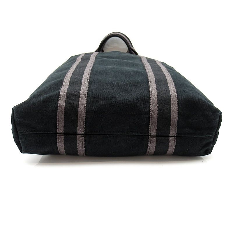 Hermes Fourre Tout Cabas Canvas Tote Bag Black — view 6