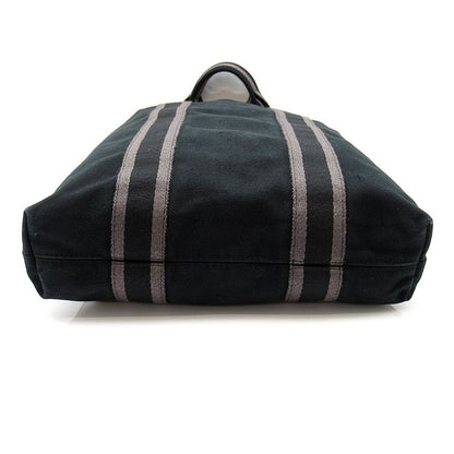 Hermes Fourre Tout Cabas Canvas Tote Bag Black — view 6