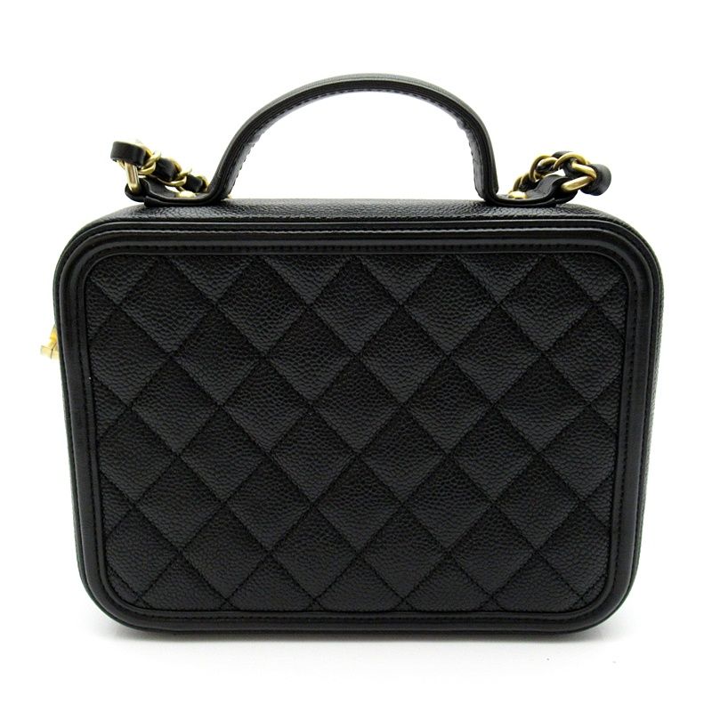 Chanel CC Filigree Vanity Shoulder Bag Caviar Leather Black — view 4