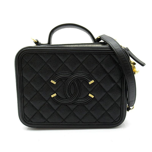 Chanel CC Filigree Vanity Shoulder Bag Caviar Leather Black