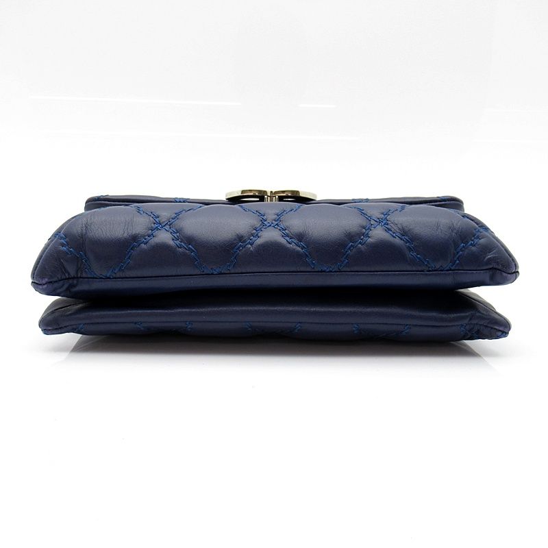 Chanel Hamptons Ultra Stitch 2-Way Chain Shoulder Calfskin Tote Bag Navy — view 6