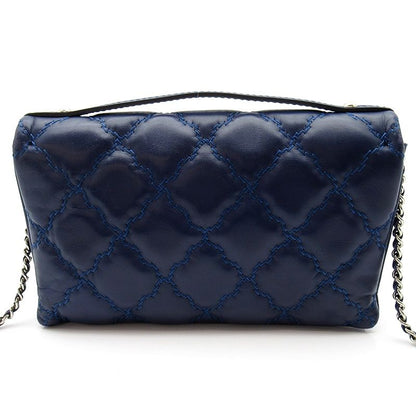 Chanel Hamptons Ultra Stitch 2-Way Chain Shoulder Calfskin Tote Bag Navy — view 4