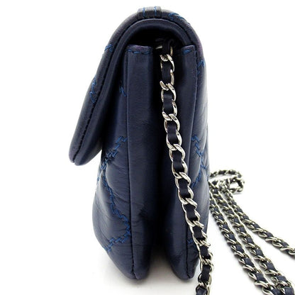 Chanel Hamptons Ultra Stitch 2-Way Chain Shoulder Calfskin Tote Bag Navy — view 3