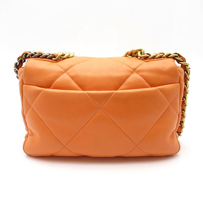 Chanel 19 Flap Chain Shoulder Bag Lambskin Orange — view 4