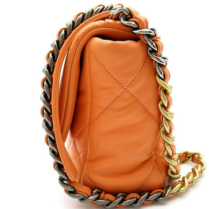 Chanel 19 Flap Chain Shoulder Bag Lambskin Orange — view 3