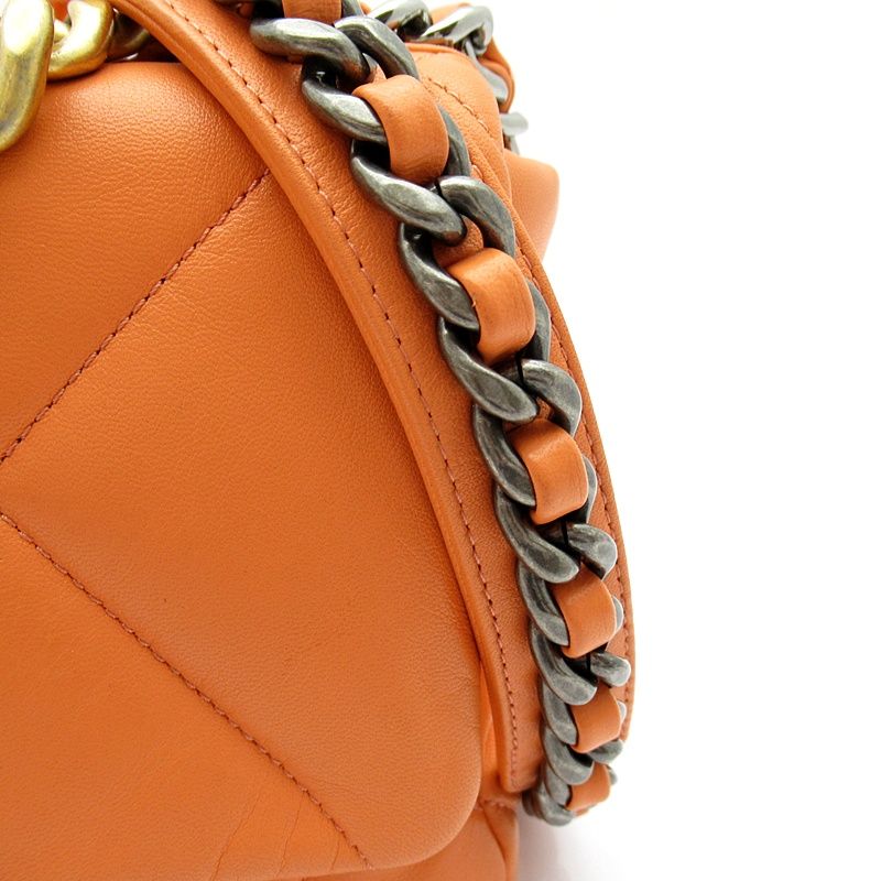 Chanel 19 Flap Chain Shoulder Bag Lambskin Orange — view 2