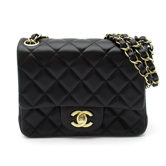 Chanel Mini Quilted Chain Shoulder Bag Caviar Leather Black