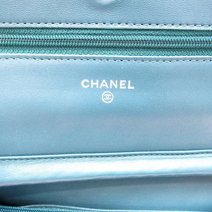 Chanel Quilted Chain Wallet Lambskin Shoulder Bag Green — view 7