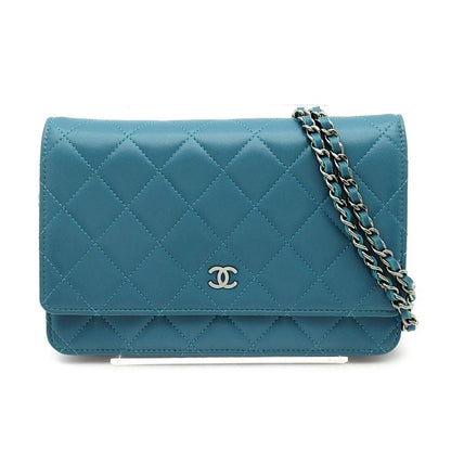 Chanel Quilted Chain Wallet Lambskin Shoulder Bag Green