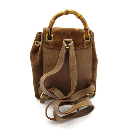 Gucci Bamboo Backpack Mini Suede Leather Brown — view 4