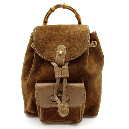 Gucci Bamboo Backpack Mini Suede Leather Brown