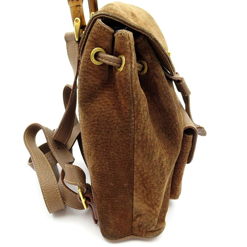 Gucci Bamboo Backpack Mini Suede Leather Brown — view 5