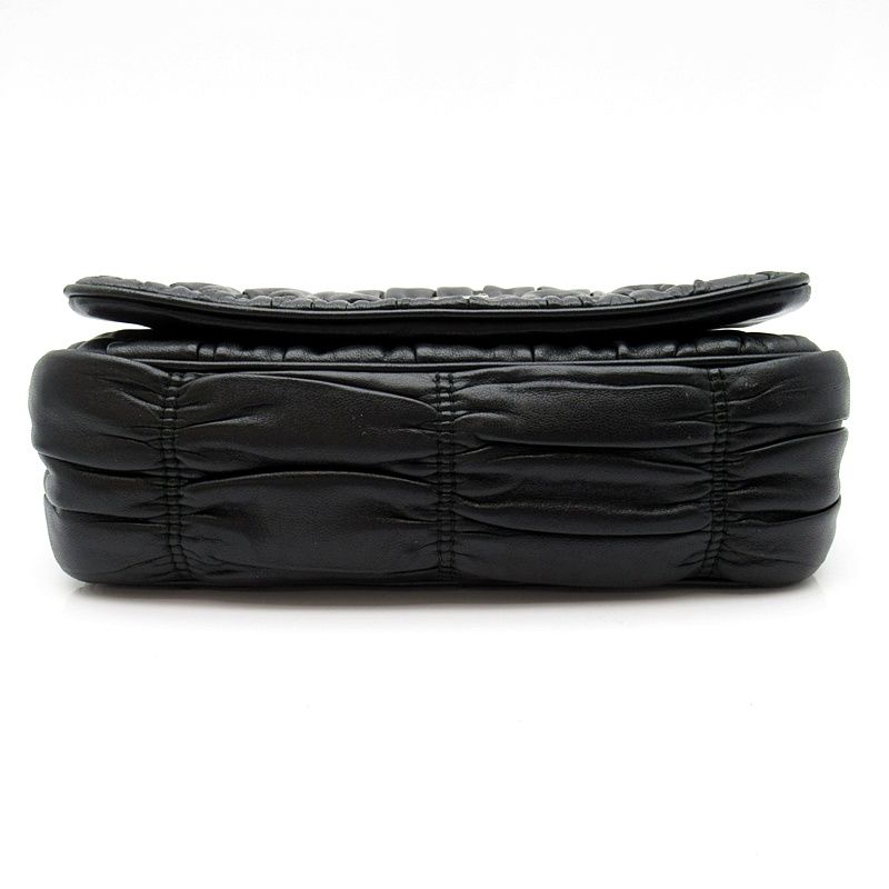 Prada Triangle Logo Nappa Gaufre 2-Way Shoulder Bag Leather Black — view 6