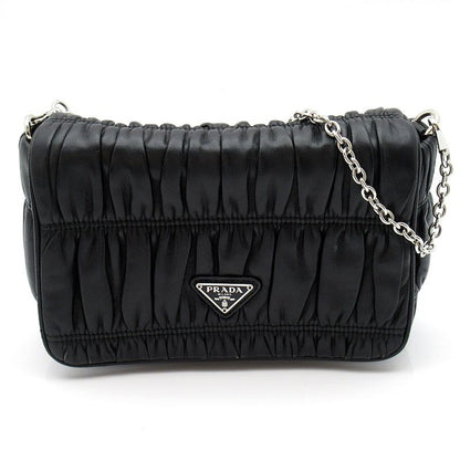 Prada Triangle Logo Nappa Gaufre 2-Way Shoulder Bag Leather Black
