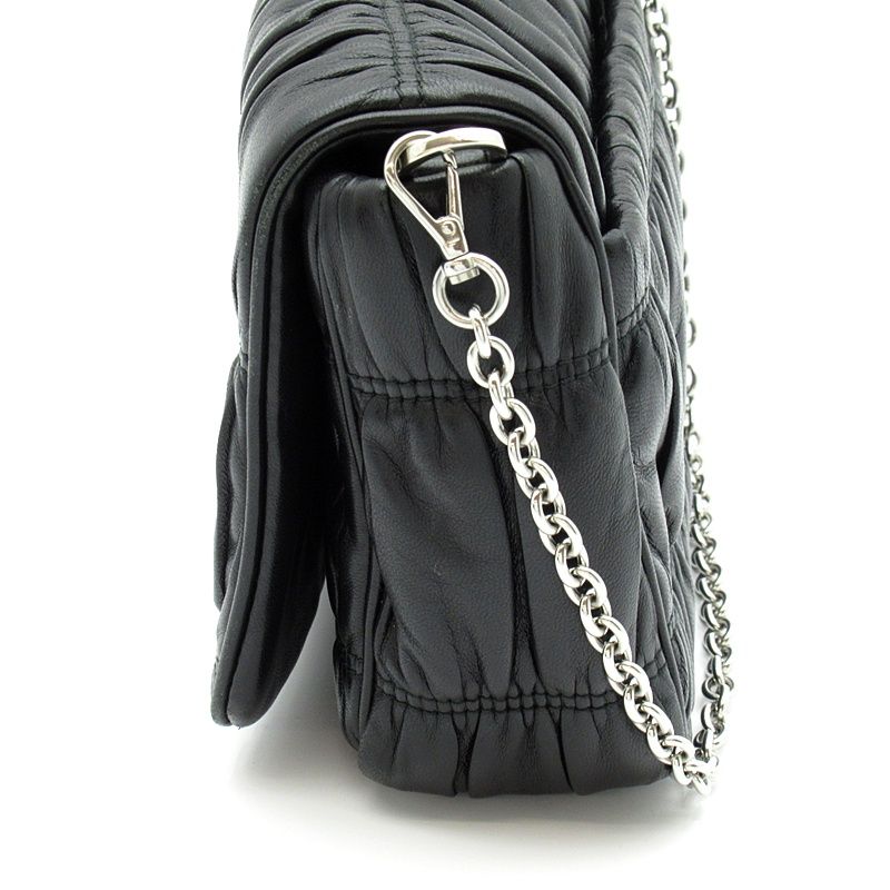 Prada Triangle Logo Nappa Gaufre 2-Way Shoulder Bag Leather Black — view 3