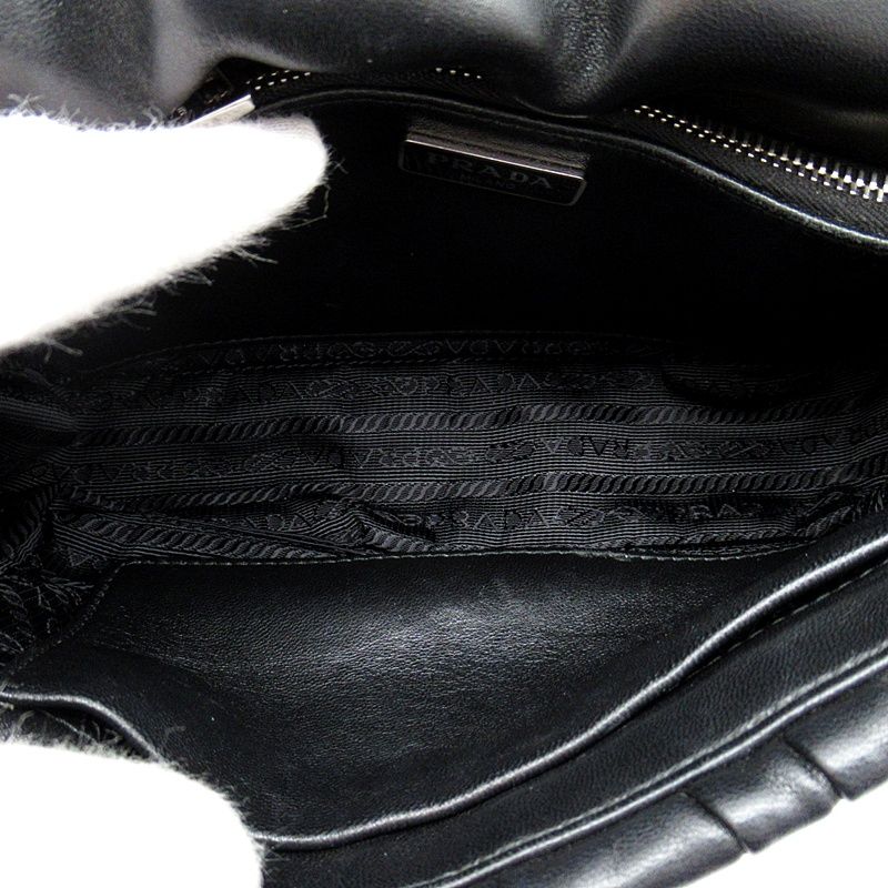 Prada Triangle Logo Nappa Gaufre 2-Way Shoulder Bag Leather Black — view 7