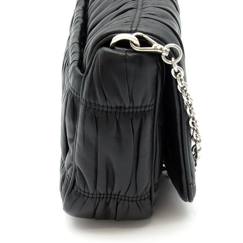 Prada Triangle Logo Nappa Gaufre 2-Way Shoulder Bag Leather Black — view 5