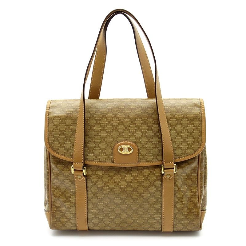 Celine Macadam Handbag Leather Brown