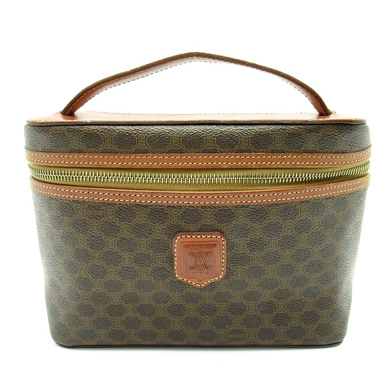 Celine Macadam Vanity Bag Leather Handbag Brown