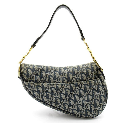 Dior Trotter Saddle Bag Canvas Leather Navy — view 4