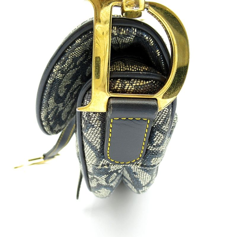 Dior Trotter Saddle Bag Canvas Leather Navy — view 3
