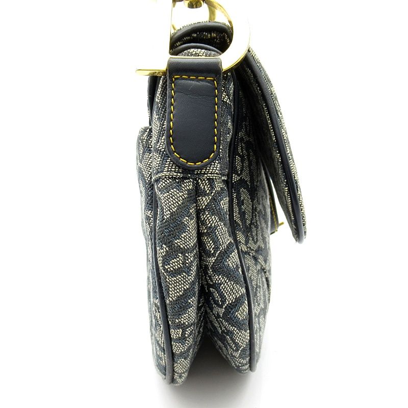 Dior Trotter Saddle Bag Canvas Leather Navy — view 5